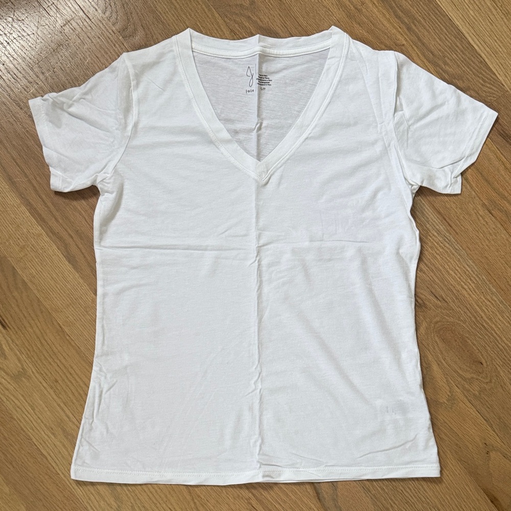 Joie White V-Neck Short Sleeve Tee